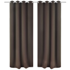 2 dunkelbraune Vorhänge mit Verdunklungsringen 135x245cm von vidaXL, Vorhänge und Gardinen - Ref: Foro24-130371, Preis: 44,19...