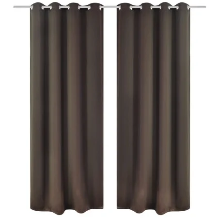 2 dark brown curtains with blackout rings 135x245cm by vidaXL, Curtains and curtains - Ref: Foro24-130371, Price: 43,43 €, Di...