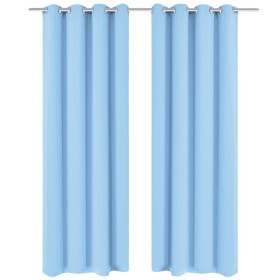 Verdunkelungsvorhänge 2 Stück mit Metallösen 135x245cm türkis von vidaXL, Vorhänge und Gardinen - Ref: Foro24-132208, Preis: ...