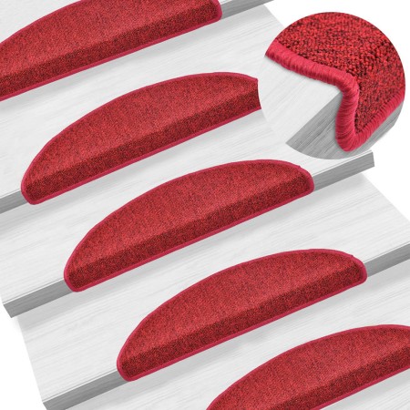 Felpudos para escaleras 15 unidades 56x17x3 cm Burdeos