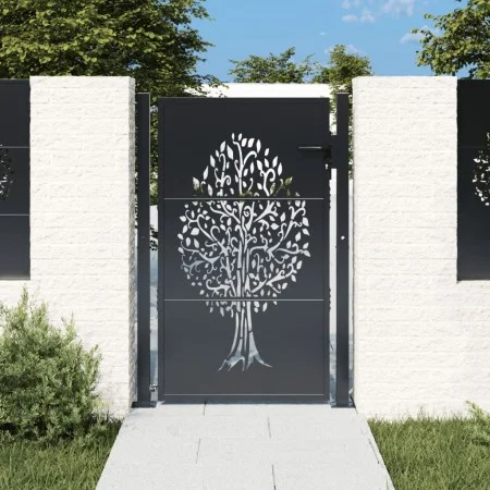 Anthracite gray steel garden gate tree design 105x155 cm by vidaXL, garden gates - Ref: Foro24-153157, Price: 285,33 €, Disco...