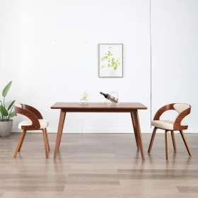 Dining chairs 2 units, curved wood and cream synthetic leather by vidaXL, dining chairs - Ref: Foro24-283102, Price: 284,91 €...