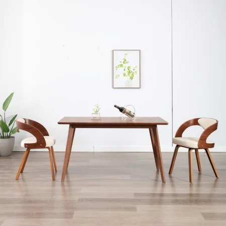 Dining chairs 2 units, curved wood and cream synthetic leather by vidaXL, dining chairs - Ref: Foro24-283102, Price: 284,91 €...