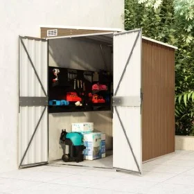 Garden shed with galvanized steel wall in brown, 118x194x178 cm. by vidaXL, Sheds - Ref: Foro24-316224, Price: 188,40 €, Disc...
