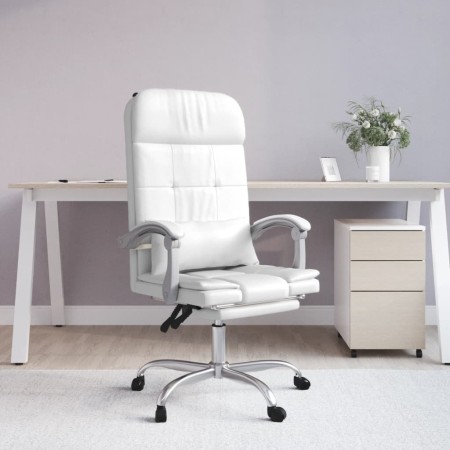 Silla de oficina reclinable masaje cuero sintético blanco de vidaXL, Sillas de oficina - Ref: Foro24-349712, Precio: 124,76 €...