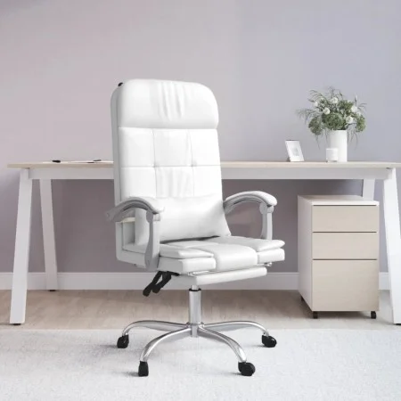 White synthetic leather massage reclining office chair by vidaXL, Office chairs - Ref: Foro24-349712, Price: 117,42 €, Discou...