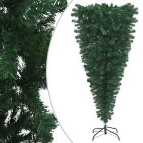 Árbol de Navidad artificial invertido con soporte verde 210 cm