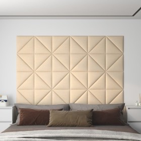 Paneles de pared 12 uds tela color crema 30x30 cm 