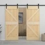 Schiebetür mit Beschlägen aus massivem Kiefernholz, 80 x 210 cm von vidaXL, Türen - Ref: Foro24-3057491, Preis: 190,72 €, Rab...