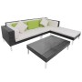 Set de muebles de jardín 4 pzas y cojines ratán sintético negro