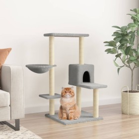 Rascador para gatos con postes de sisal gris claro 95 cm