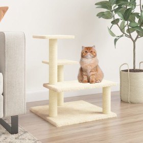 Rascador para gatos con postes de sisal color crema 61 cm