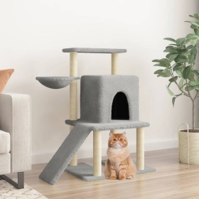 Rascador para gatos con postes de sisal gris claro 96,5 cm