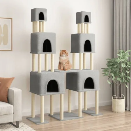 Kratzbaum für Katzen mit hellgrauen Sisalstangen 199 cm von vidaXL, Katzenmöbel - Ref: Foro24-172080, Preis: 76,71 €, Rabatt: %