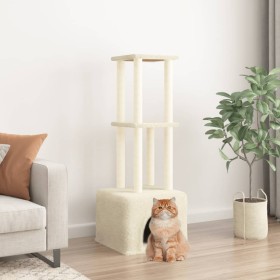 Rascador para gatos con postes de sisal color crema 133,5 cm