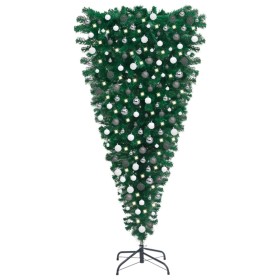Árbol de Navidad artificial invertido con luces y bolas 210 cm