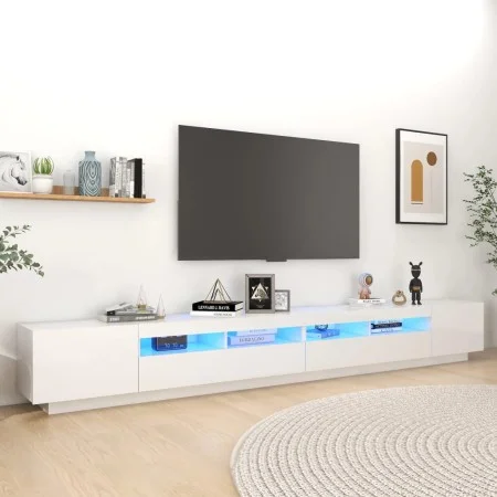 Mueble para TV con luces LED blanco brillante 300x35x40 cm de vidaXL, Muebles TV - Ref: Foro24-3081930, Precio: 267,74 €, Des...