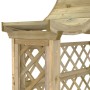 Pérgola de jardín con techo y banco madera de pino impregnada