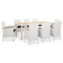 Conjunto de comedor de jardín 9 piezas ratán sintético blanco