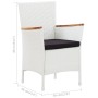 Conjunto de comedor de jardín 9 piezas ratán sintético blanco