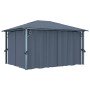Cenador con cortina gris antracita aluminio 400x300 cm en Carpas y cenadores | Comprar online en Foro24