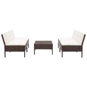 Set sofás de jardín 5 piezas y cojines ratán sintético marrón en Conjuntos de jardín | Comprar online en Foro24