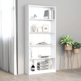 Estantería de 5 niveles madera contrachapada blanca 80x24x175cm en Librerías y estanterías | Comprar online en Foro24