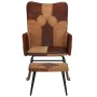 Schaukelstuhl mit Hocker aus echtem Leder und brauner Leinwand von vidaXL, Schaukelstühle - Ref: Foro24-339708, Preis: 155,19...