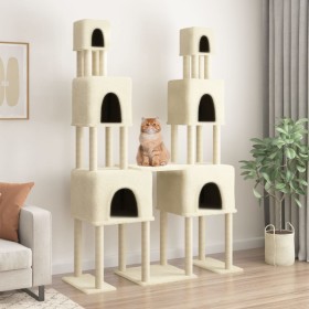 Kratzbaum für Katzen mit cremefarbenen Sisalstämmen, 199 cm von vidaXL, Katzenmöbel - Ref: Foro24-172079, Preis: 77,44 €, Rab...