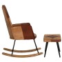 Schaukelstuhl mit Hocker aus echtem Leder und brauner Leinwand von vidaXL, Schaukelstühle - Ref: Foro24-339708, Preis: 155,19...