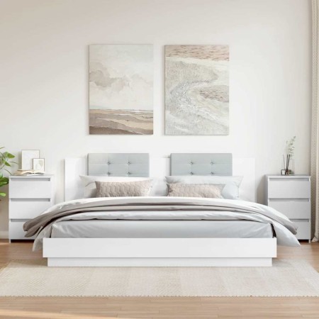 Mesitas de noche 2 uds contrachapada blanco brillo 40x35x62,5cm