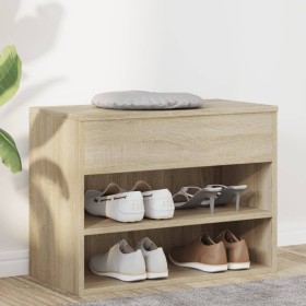 Banco zapatero madera contrachapada roble Sonoma 60x30x45 cm