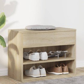 Banco zapatero madera contrachapada roble Sonoma 60x30x45 cm