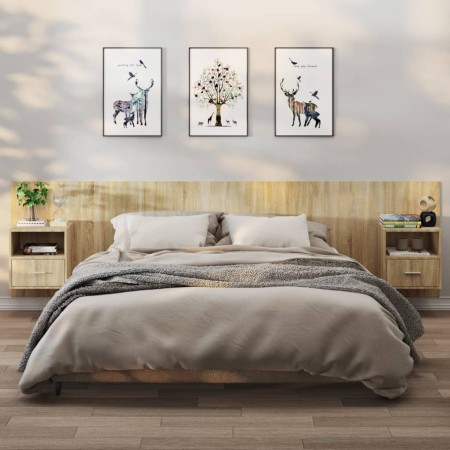 Mesita de noche de pared 2 uds color roble Sonoma