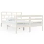 Estructura cama doble pequeña madera maciza blanco 120x190 cm de vidaXL, Camas y somieres - Ref: Foro24-3101254, Precio: 147,...