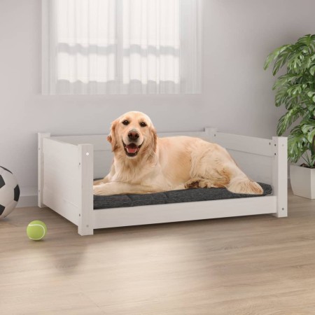 Cama para perros madera maciza de pino blanco 75,5x55,5x28 cm