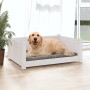 Cama para perros madera maciza de pino blanco 75,5x55,5x28 cm