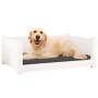 Cama para perros madera maciza de pino blanco 75,5x55,5x28 cm