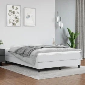 Box spring bed with white synthetic leather mattress 140x190 cm by vidaXL, Beds and slatted bases - Ref: Foro24-3144256, Pric...