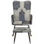 Schaukelstuhl mit Hocker aus echtem Leder und grauem Canvas von vidaXL, Schaukelstühle - Ref: Foro24-339709, Preis: 130,28 €,...