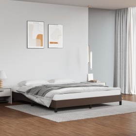Estructura de cama de cuero sintético marrón 160x200 cm