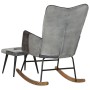 Schaukelstuhl mit Hocker aus echtem Leder und grauem Canvas von vidaXL, Schaukelstühle - Ref: Foro24-339709, Preis: 130,28 €,...