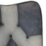 Schaukelstuhl mit Hocker aus echtem Leder und grauem Canvas von vidaXL, Schaukelstühle - Ref: Foro24-339709, Preis: 130,28 €,...