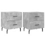 Mesita noche 2 uds madera ingeniería gris hormigón 40x35x47,5cm