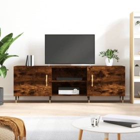 Mueble de TV madera de ingeniería roble ahumado 150x30x50 cm