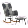 Rocking chair with stool genuine leather and gray canvas by vidaXL, Rocking chairs - Ref: Foro24-339709, Price: 130,28 €, Dis...