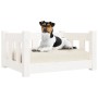 Cama para perros madera maciza de pino blanca 55,5x45,5x28 cm