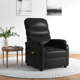 Sillón de masaje eléctrico cuero sintético negro