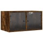 Mueble de pared puertas de vidrio roble ahumado 68,5x37x35 cm