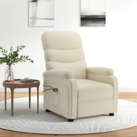 Sillón de masaje eléctrico cuero sintético crema